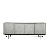 Bone Inlay Sideboard  wtih Antique Brass Legs : Pinstripe : Charcoal