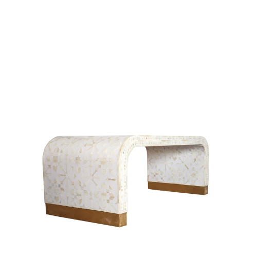 Bone Inlay Waterfall Coffee Table : Zelliges : White