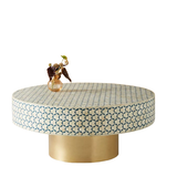 Bone Inlay Round Coffee Table : Tri-Square : Teal