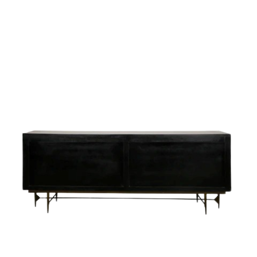 Bone Inlay Sideboard  wtih Antique Brass Legs : Pinstripe : Charcoal