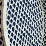 Bone Inlay Round Tray : Scallop : Encore Blue