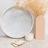 Bone Inlay Round Tray : Scallop : Soft Blue