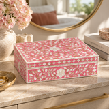 Mother of Pearl Inlay Large Box : Floral : Pink