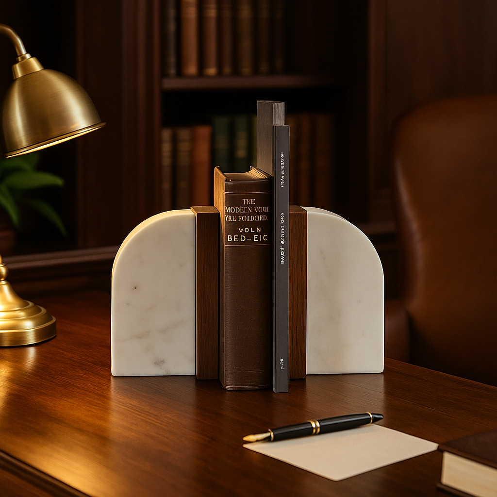 Marble Bookend with Timber