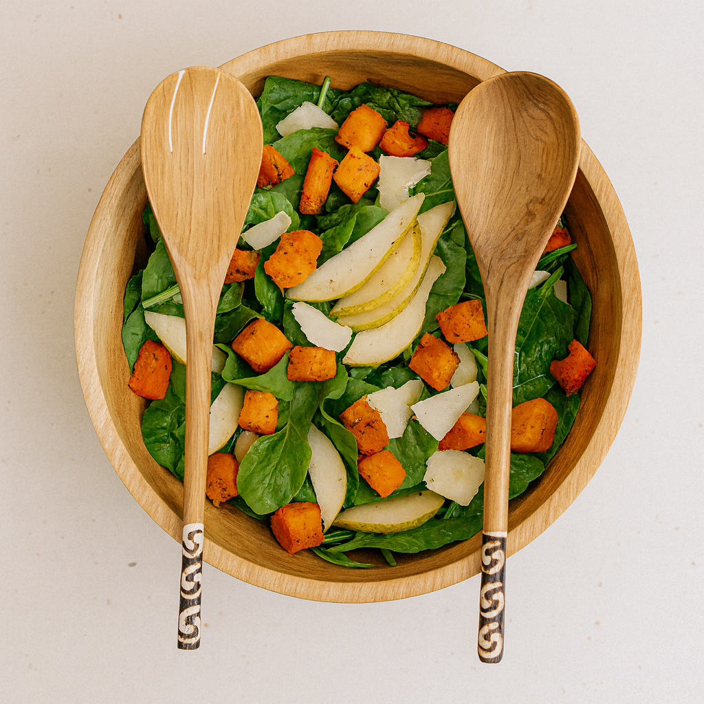 Wood & Bone Salad Spoon Set