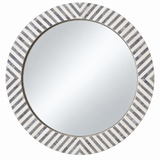 Bone Inlay Round Mirror : Herringbone : Grey