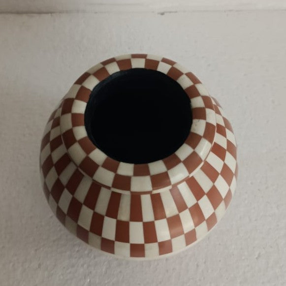 Bone Inlay Vase : Checkered : Clay