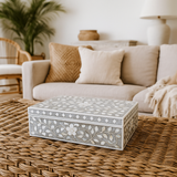 Mother of Pearl Inlay Large Box : Floral : Grey