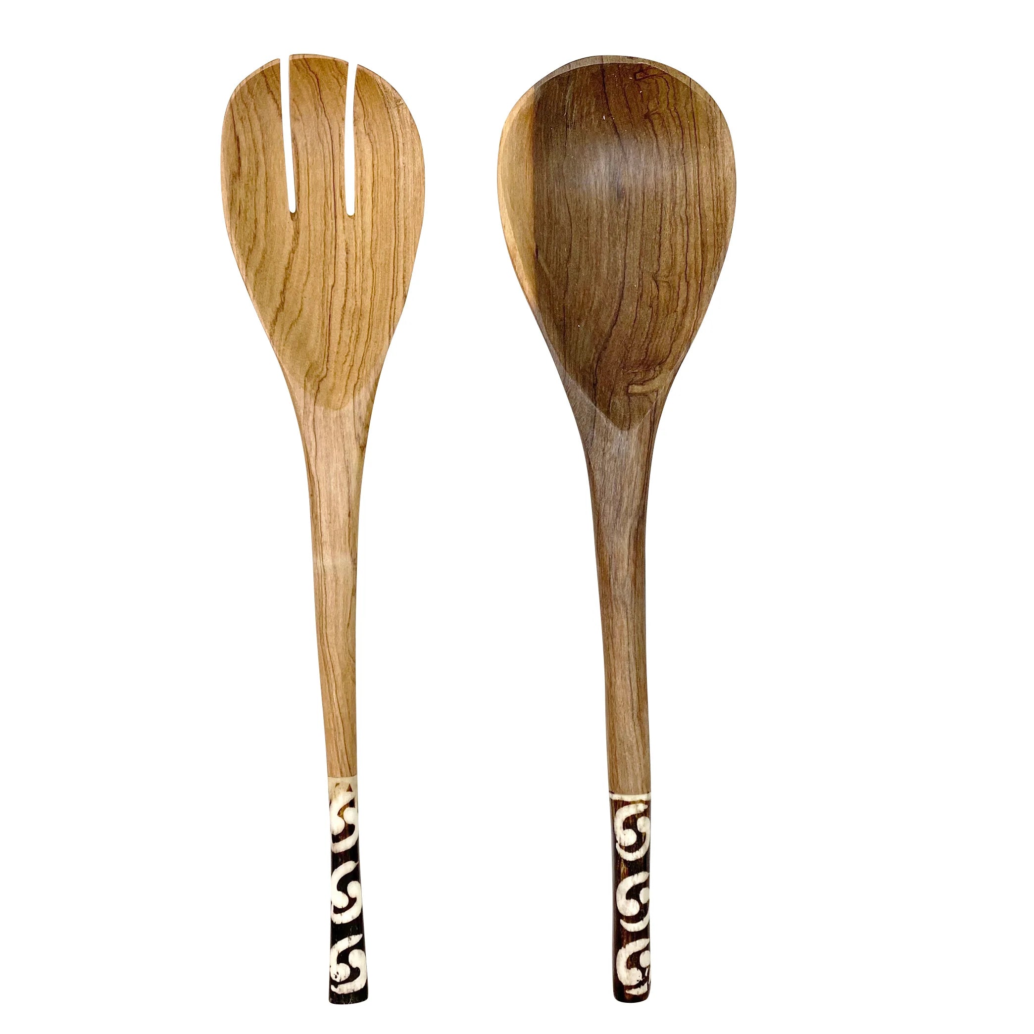 Wood & Bone Salad Spoon Set