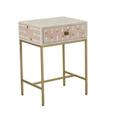 Bone & Brass Inlay Bedside : Blush