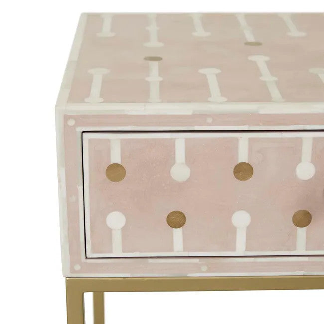 Bone & Brass Inlay Bedside : Blush