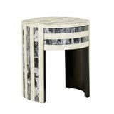 Bone Inlay Round Bedside Table : Black