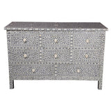 Bone Inlay 8 Drawer Chest : Floral : Grey