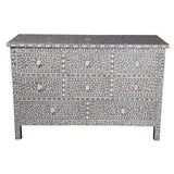 Bone Inlay 8 Drawer Chest : Floral : Grey