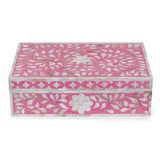 Mother of Pearl Inlay Large Box : Floral : Pink
