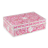 Mother of Pearl Inlay Large Box : Floral : Pink