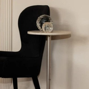 Marble Accent Table : White with Chrome Stem