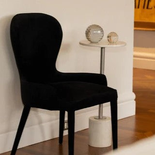 Marble Accent Table : White with Chrome Stem