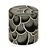 Bone Inlay Side Table : Scalloped Stripe : Black