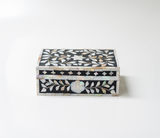 Mother of Pearl Inlay Small Gift Box : Floral : Black