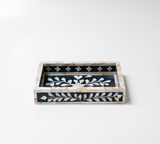 Mother of Pearl Inlay Mini Tray : Floral : Black