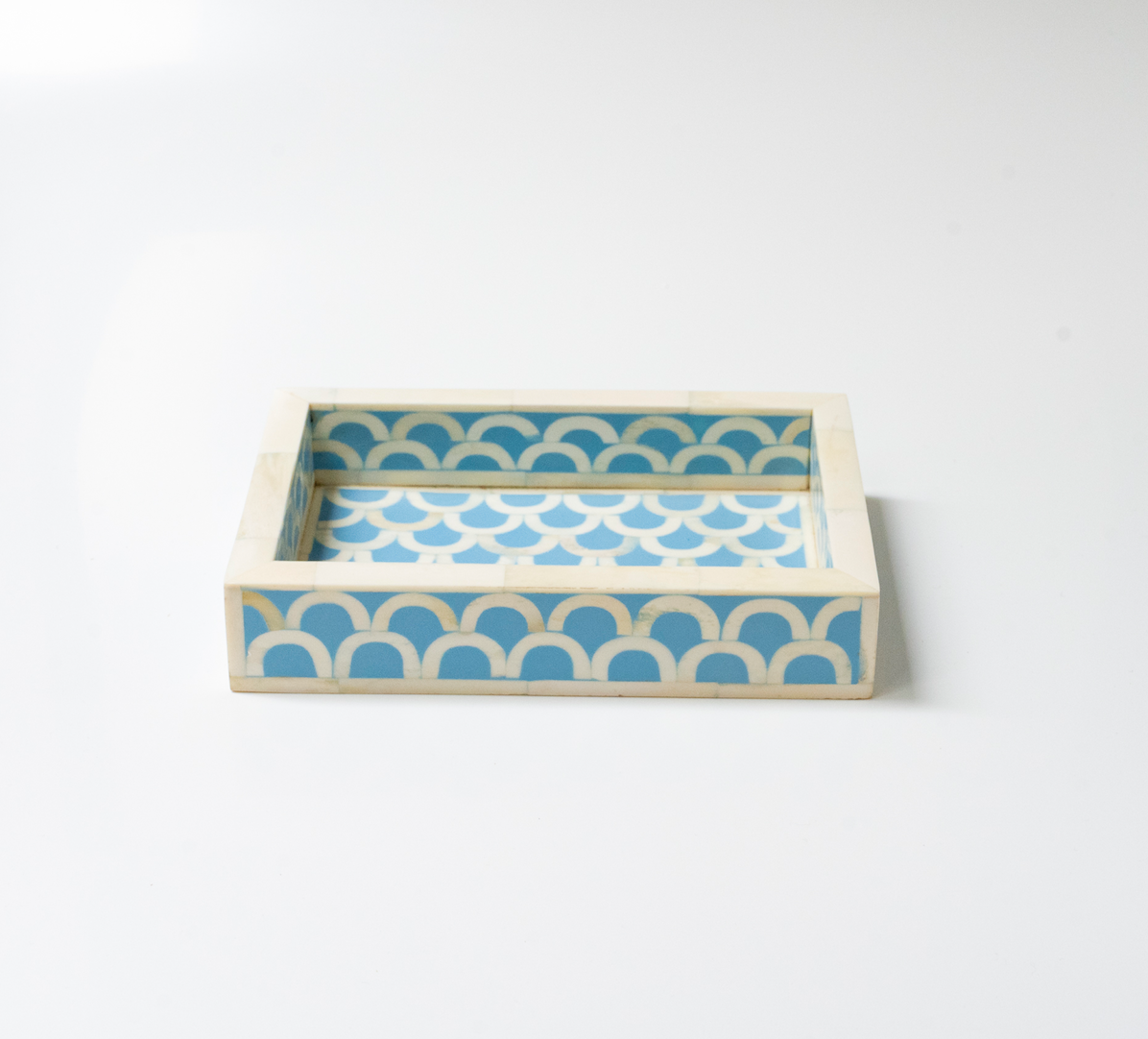 Bone Inlay Mini Tray : Scallop : Light Blue