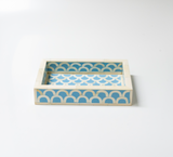 Bone Inlay Mini Tray : Scallop : Light Blue