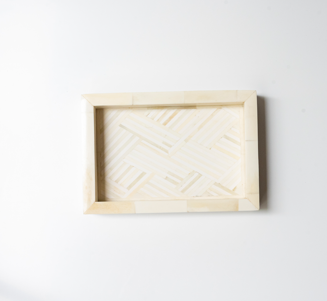 Bone Inlay Mini Tray : Criss Cross : White