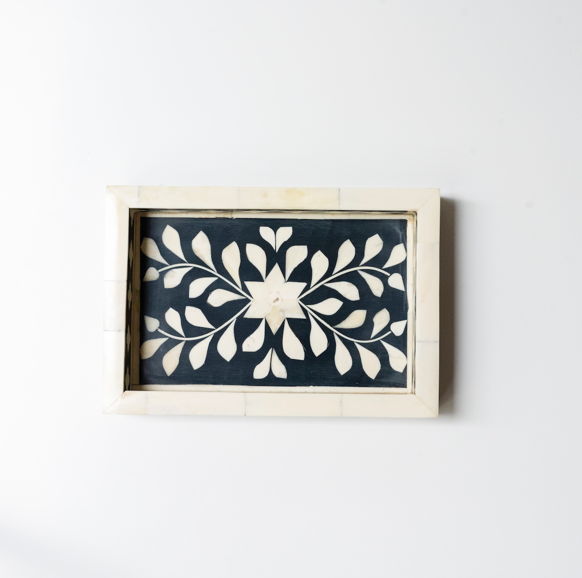 Bone Inlay Mini Tray : Floral : Black