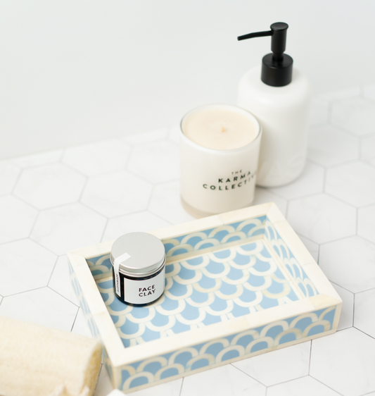 Bone Inlay Mini Tray : Scallop : Light Blue
