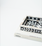 Bone Inlay Mini Tray : Floral : Black