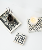 Bone Inlay Coasters (4) : Starburst : Black