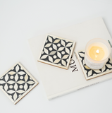 Bone Inlay Coasters (4) : Starburst : Black