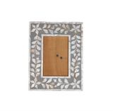 Mother of Pearl Inlay Picture Frame : Floral : Grey