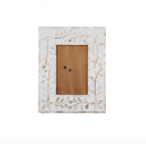 Mother of Pearl Inlay Floral Frame : White