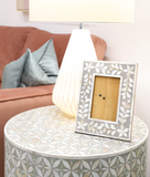 Mother of Pearl Inlay Picture Frame : Floral : Grey