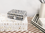 Mother of Pearl Inlay Small Gift Box : Floral : Black