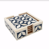 Bone Inlay Coasters (4) : Starburst : Navy