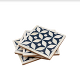 Bone Inlay Coasters (4) : Starburst : Navy