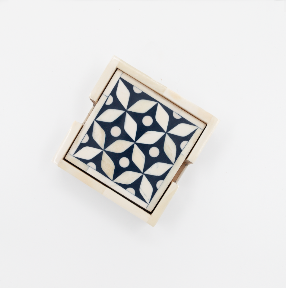 Bone Inlay Coasters (4) : Starburst : Navy