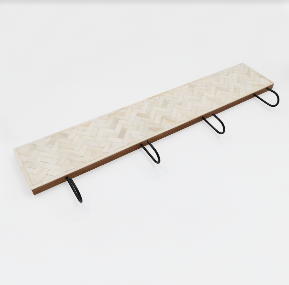 Bone Inlay Wall Hook : Stripe : White
