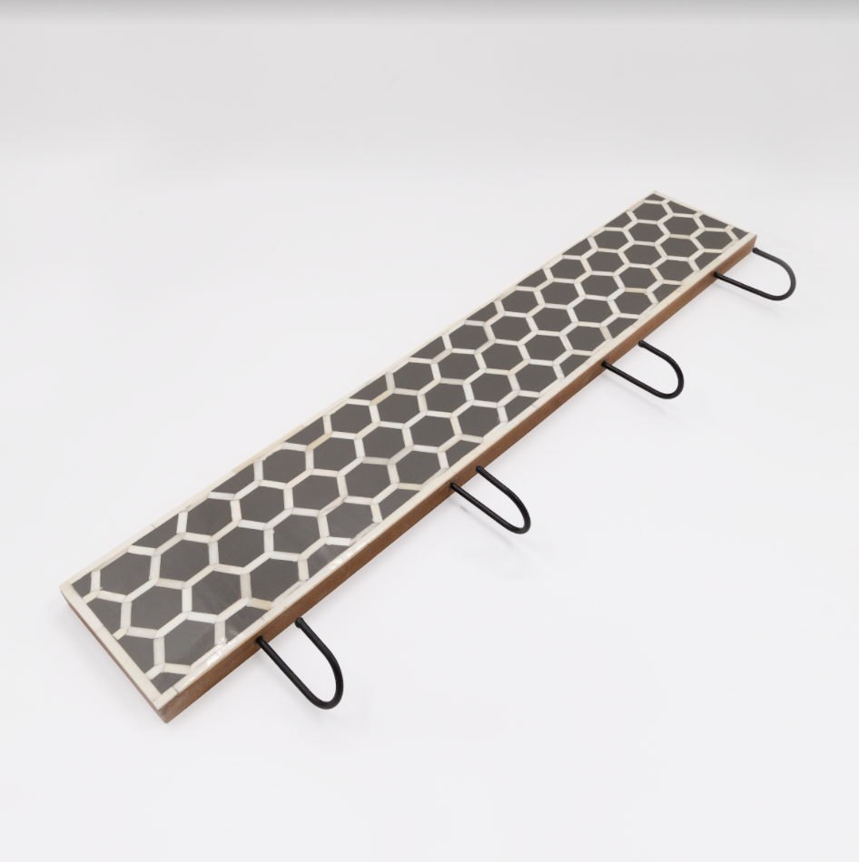 Bone Inlay Wall Hook : Abela : Grey