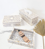 Bone Inlay Tissue Holder : Floral : Grey