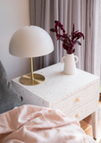 Bone Inlay 2 Drawer Bedside : Floral : White
