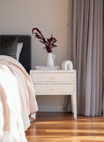 Bone Inlay 2 Drawer Bedside : Floral : White