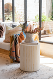Bone Inlay Side Table : Stripe : White