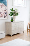 Bone Inlay 6 Drawer Chest : Starburst : Light Grey