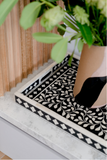 Bone Inlay Rectangular Tray : Floral : Black