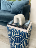 Bone Inlay Side Table : Arches : Navy Blue