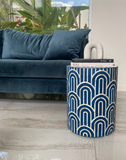 Bone Inlay Side Table : Arches : Navy Blue